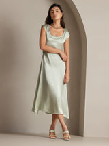 [اخضر فاتح] SilkSilky-SA Cap Sleeve فساتين نسائية 004
