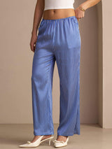 [مقلم دقيق أزرق] SilkSilky-SA Womens Pants 006