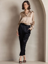 [شامبانيا] SilkSilky-SA Long Sleeve Lapel Collar بلايز نسائية 009