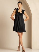 [أسود] SilkSilky-SA Sleeveless Square Neck باس النوم 005