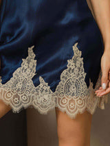 [أزرق غامق] SilkSilky-SA Sleeveless V Neck باس النوم 005