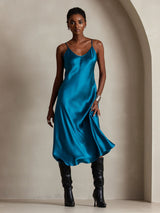 [المياه الخضراء] SilkSilky-SA Sleeveless V Neck فساتين نسائية 006