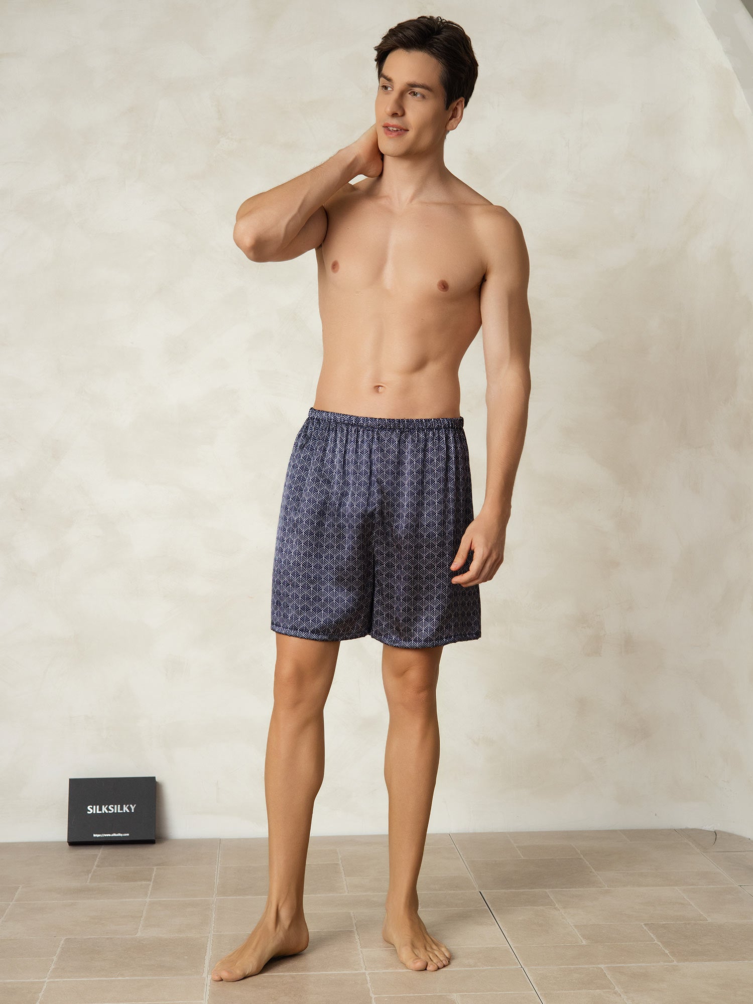 [جنكو كحلي] SilkSilky-SA 19Momme Mens Sleep Bottoms 006