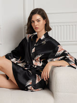 [أسود] SilkSilky-SA 3/4 Sleeve رداء حمام نسائي 003