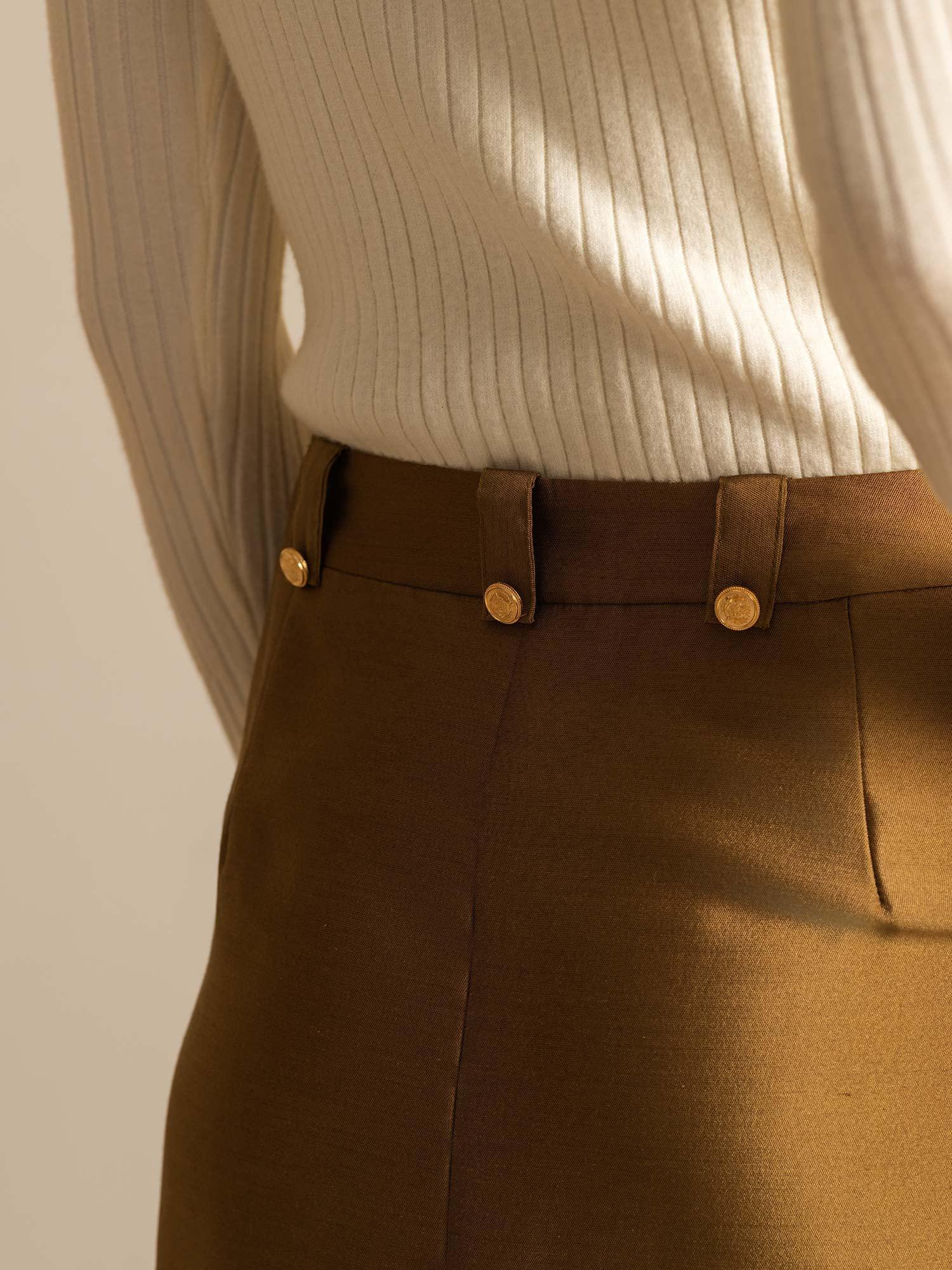 [برونزي] SilkSilky-SA 32Momme الحرير Split تنانير نسائية 005,