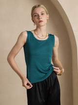 [أخضر غامق] SilkSilky-SA Sleeveless Round Neck تي شيرت نسائية 003
