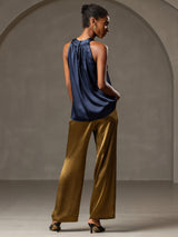 [أزرق غامق] SilkSilky-SA Sleeveless Halter تي شيرت نسائية 002