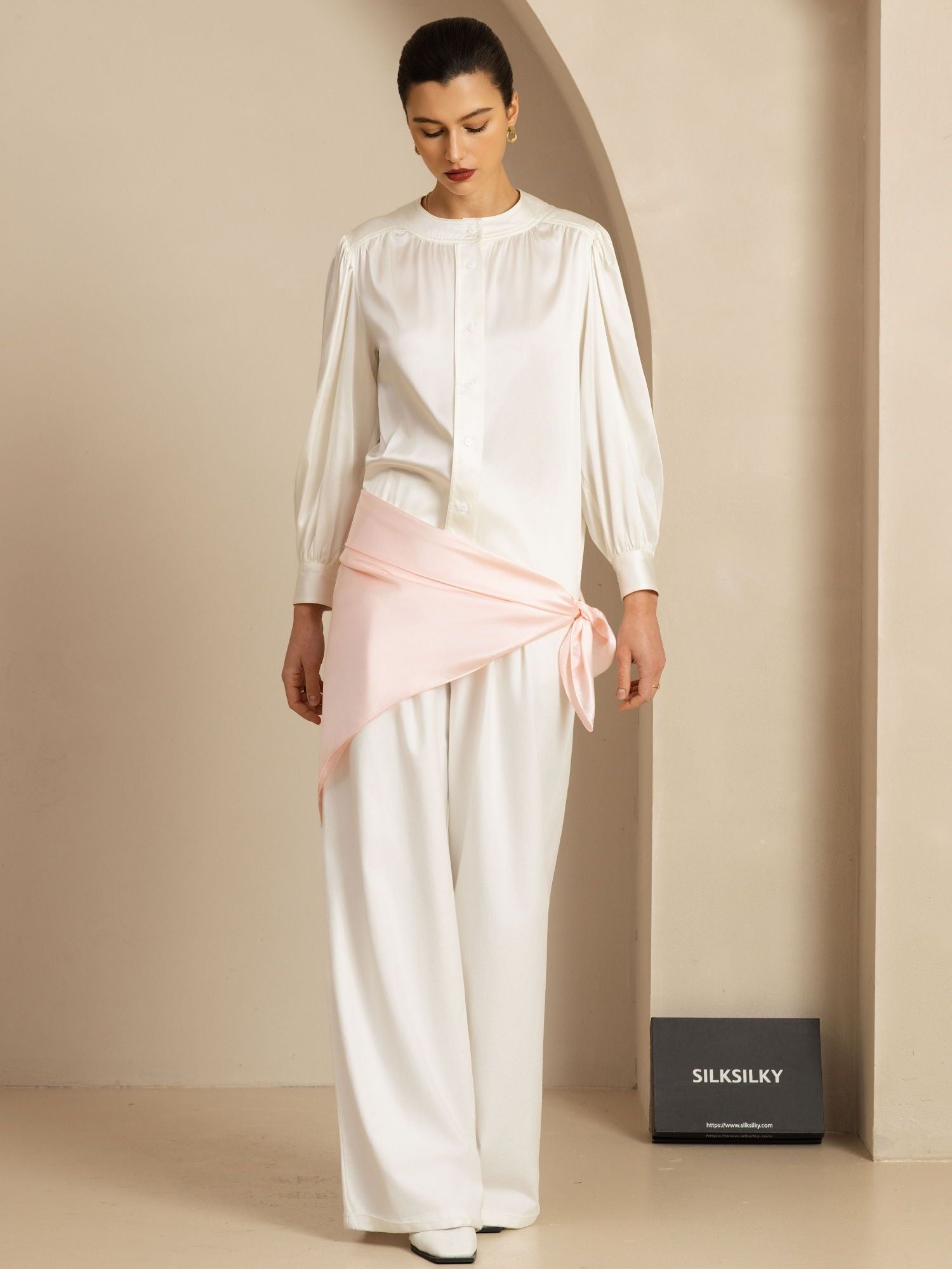 [ورديفاتح] SilkSilky-SA Pure Silk Scarf 004