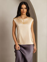 [شامبانيا] SilkSilky-SA Cap Sleeve Round Neck تي شيرت نسائية 001