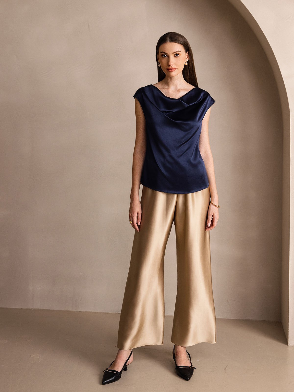 [شامبانيا] SilkSilky-SA 19Momme الحرير Womens Pants 008