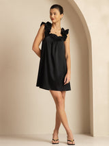 [أسود] SilkSilky-SA Sleeveless Square Neck باس النوم 001