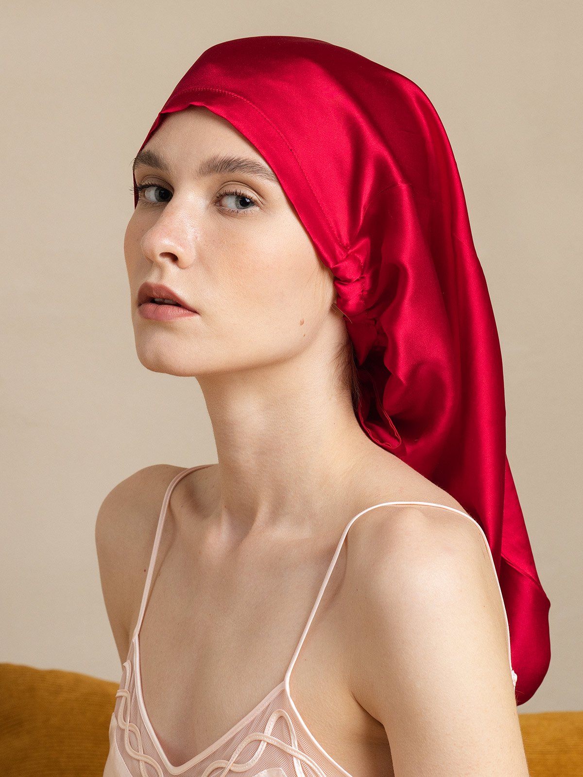 SilkSilky-SA 19Momme الحرير Sleep Cap خمر 003