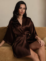 [قهوة] SilkSilky-SA 3/4 Sleeve رداء حمام نسائي 006