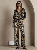 [فهد] SilkSilky-SA 19Momme الحرير Lapel Collar Women''s Outfit Sets 001