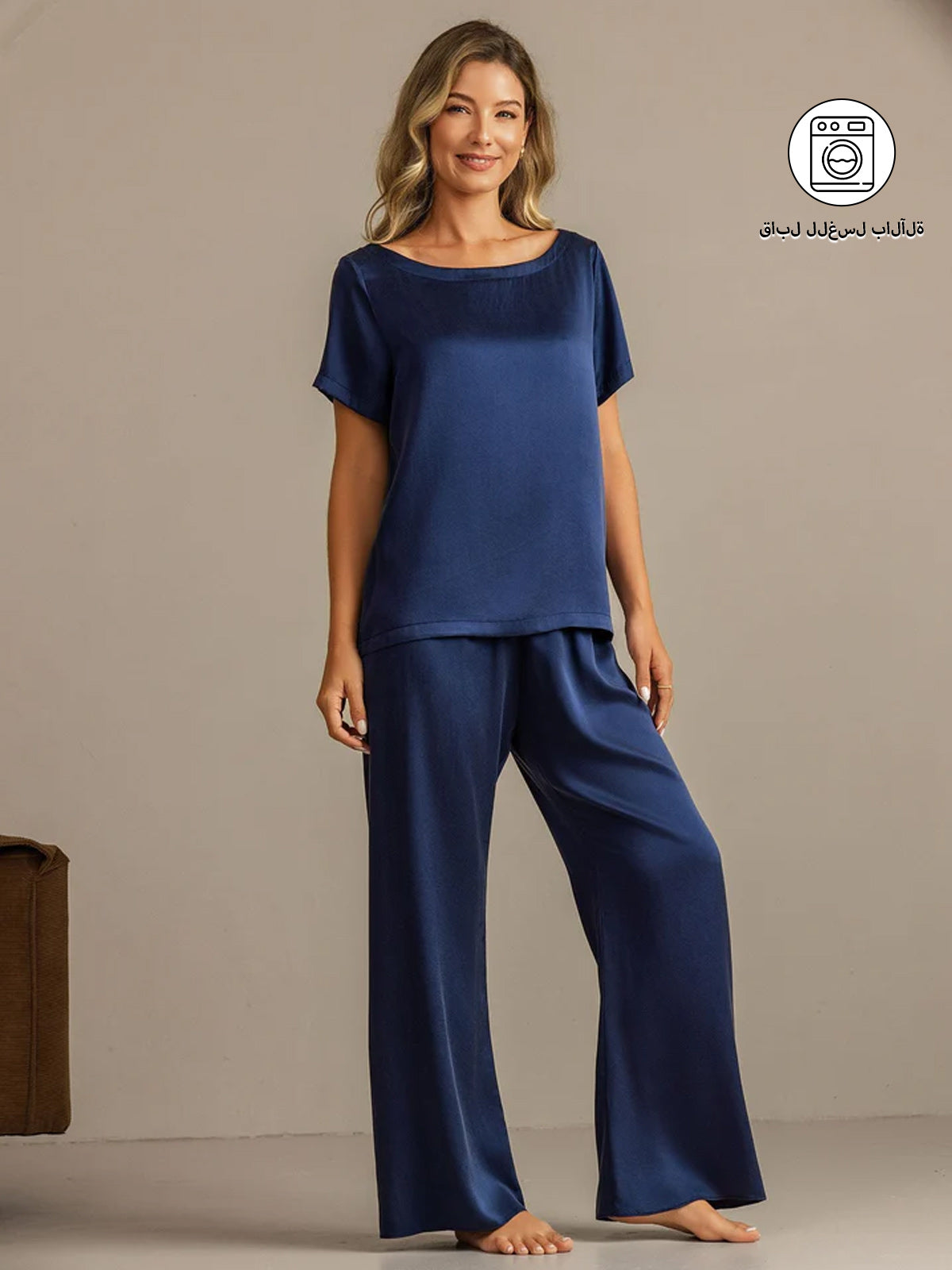 [أزرق غامق] SilkSilky-SA 19Momme الحرير Womens Pajamas 001