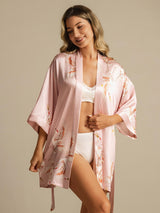 [لون القرنفل] SilkSilky-SA 3/4 Sleeve رداء حمام نسائي 003