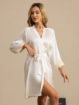 [أبيض] SilkSilky-SA 3/4 Sleeve رداء حمام نسائي 004