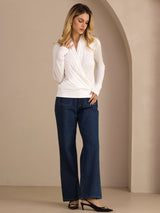[أبيض] SilkSilky-SA Long Sleeve بلوزات نسائية 007
