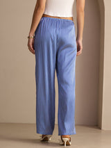 [مقلم دقيق أزرق] SilkSilky-SA Womens Pants 002
