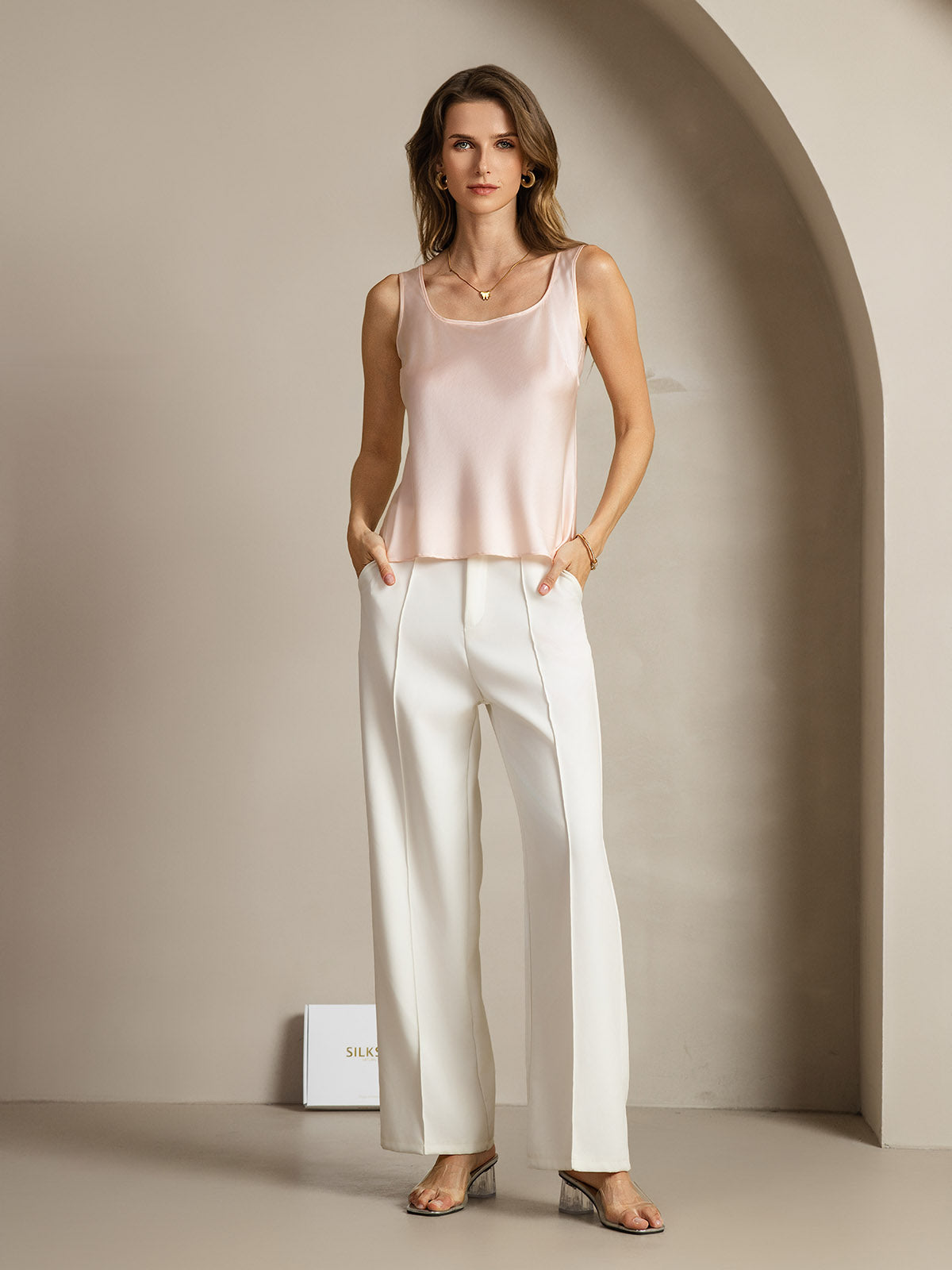 [لون القرنفل] SilkSilky-SA 19Momme الحرير رقبة على شكل حرف U كامي 004,