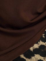 [قهوة] SilkSilky-SA Short Sleeve V Neck تي شيرت نسائية 005