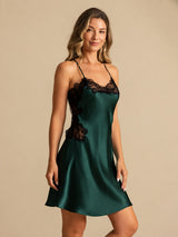 [أخضر زمردي] SilkSilky-SA Sleeveless V Neck باس النوم 007