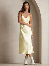 [أصفر فاتح] SilkSilky-SA Sleeveless V Neck باس النوم 004