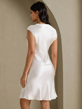 [أبيض] SilkSilky-SA Cap Sleeve V Neck باس النوم 002