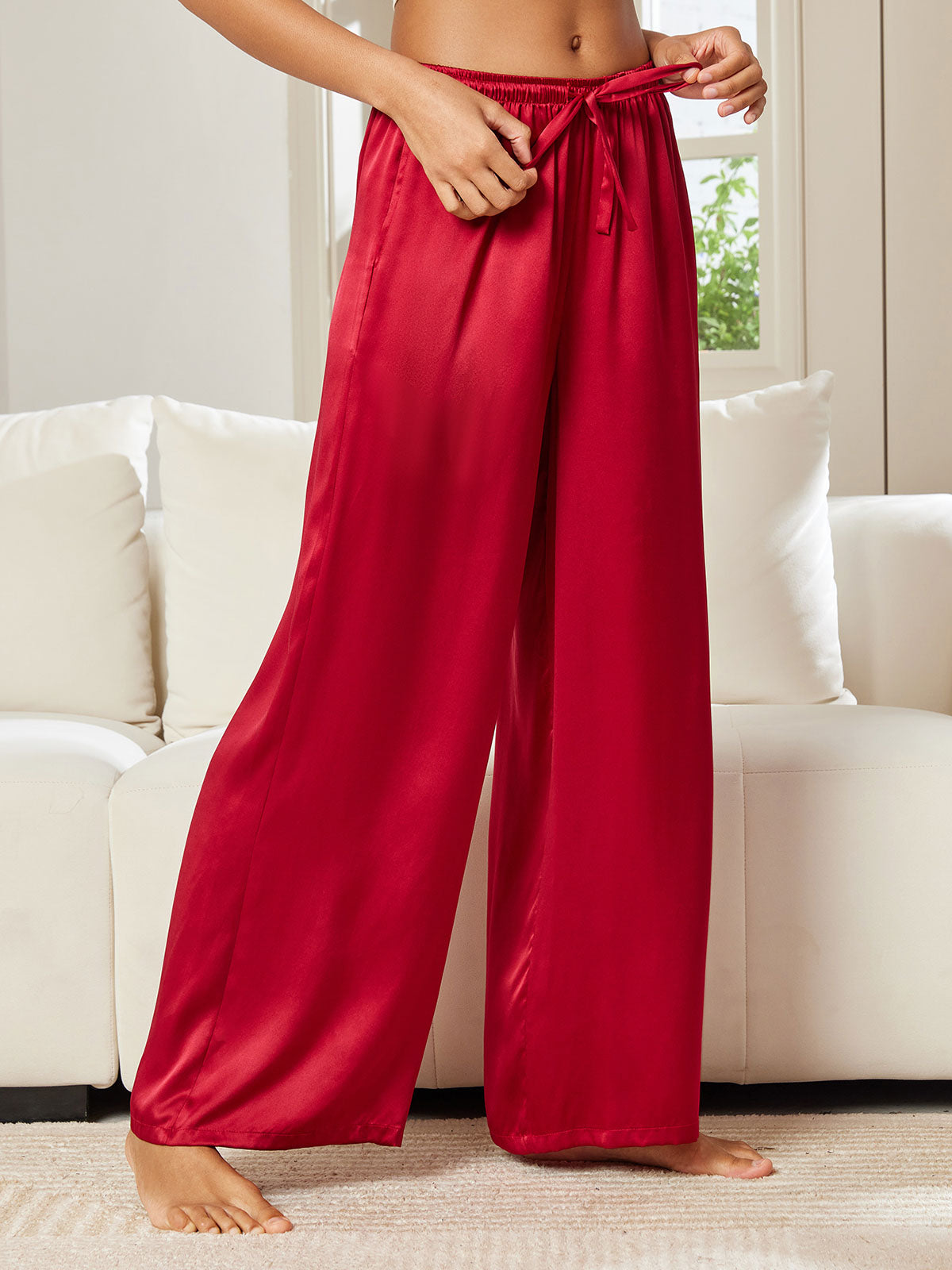 SilkSilky-SA-الحرير-الخالص-Womens-Pants-خمر-004