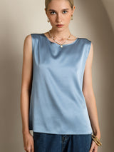 [أزرق رمادي] SilkSilky-SA Sleeveless Round Neck كامي 005