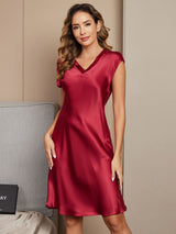 [خمر] SilkSilky-SA Cap Sleeve V Neck باس النوم 004