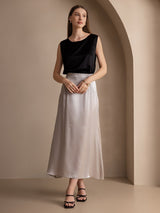 [أسود] SilkSilky-SA Sleeveless Round Neck كامي 006