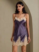 [رمادي أرجواني] SilkSilky-SA Sleeveless V Neck باس النوم 010