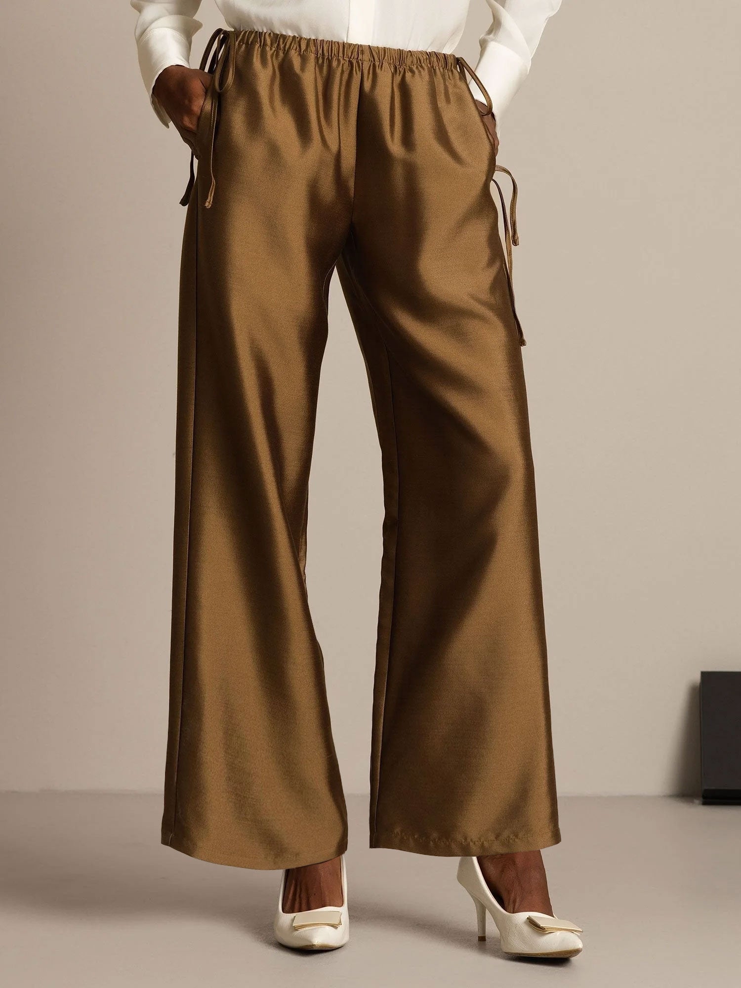 [برونزي] SilkSilky-SA 32Momme الحرير Womens Pants 001,