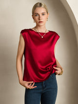[خمر] SilkSilky-SA Cap Sleeve Round Neck تي شيرت نسائية 005