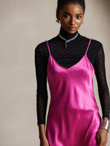 [وردة حمراء] SilkSilky-SA Sleeveless V Neck فساتين نسائية 003