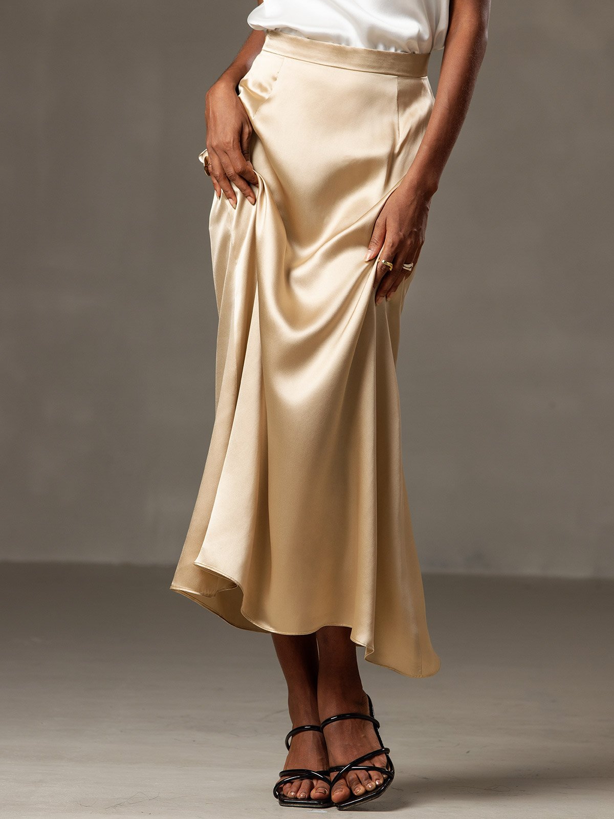 [شامبانيا] SilkSilky-SA 19Momme الحرير Skirt 002