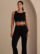 [أسود] SilkSilky-SA Sleeveless Crew Neck Women's Outfit Sets 003