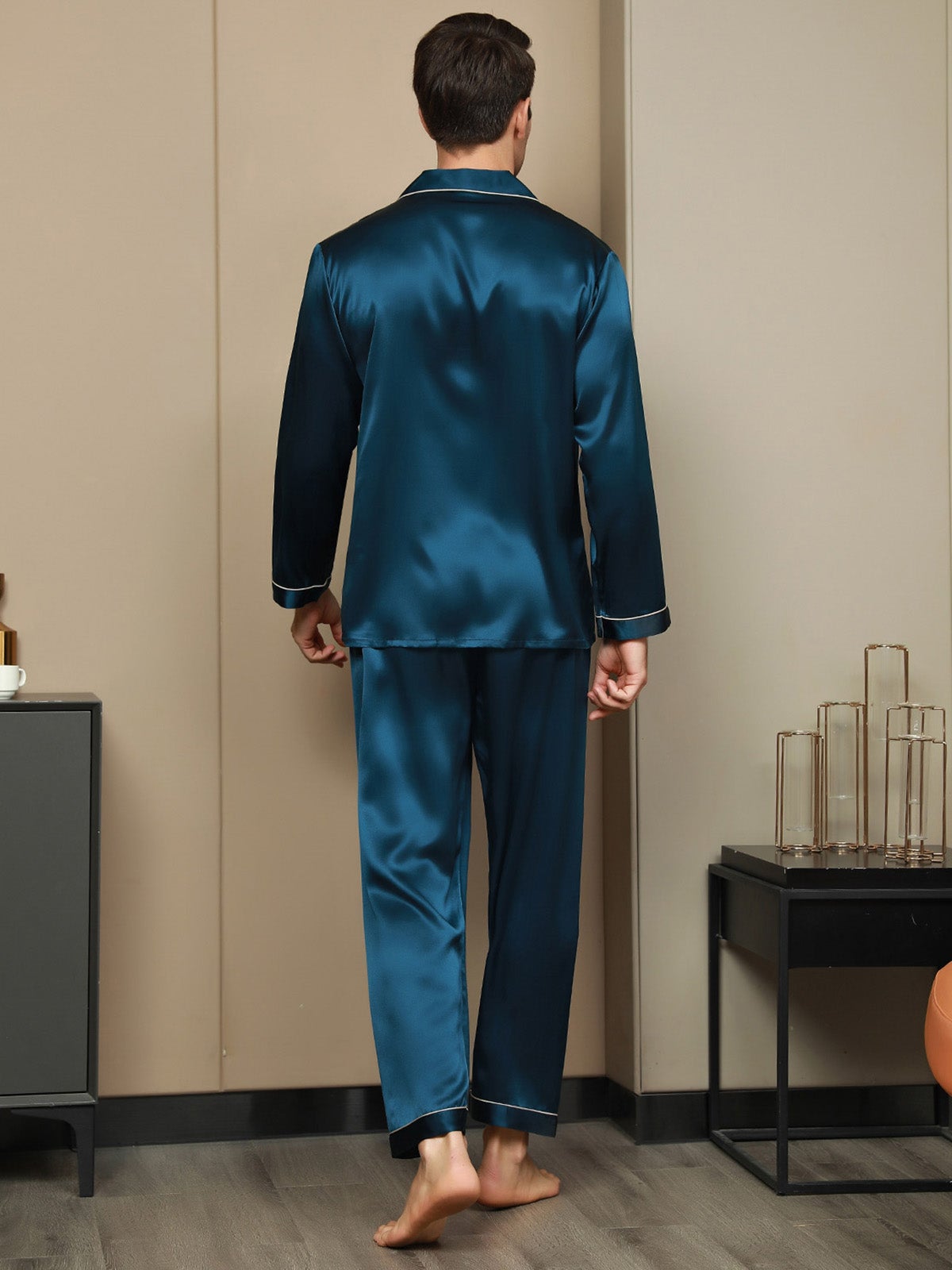 [المياه الخضراء] SilkSilky-SA 19Momme الحرير الخالص Mens Pajamas 002
