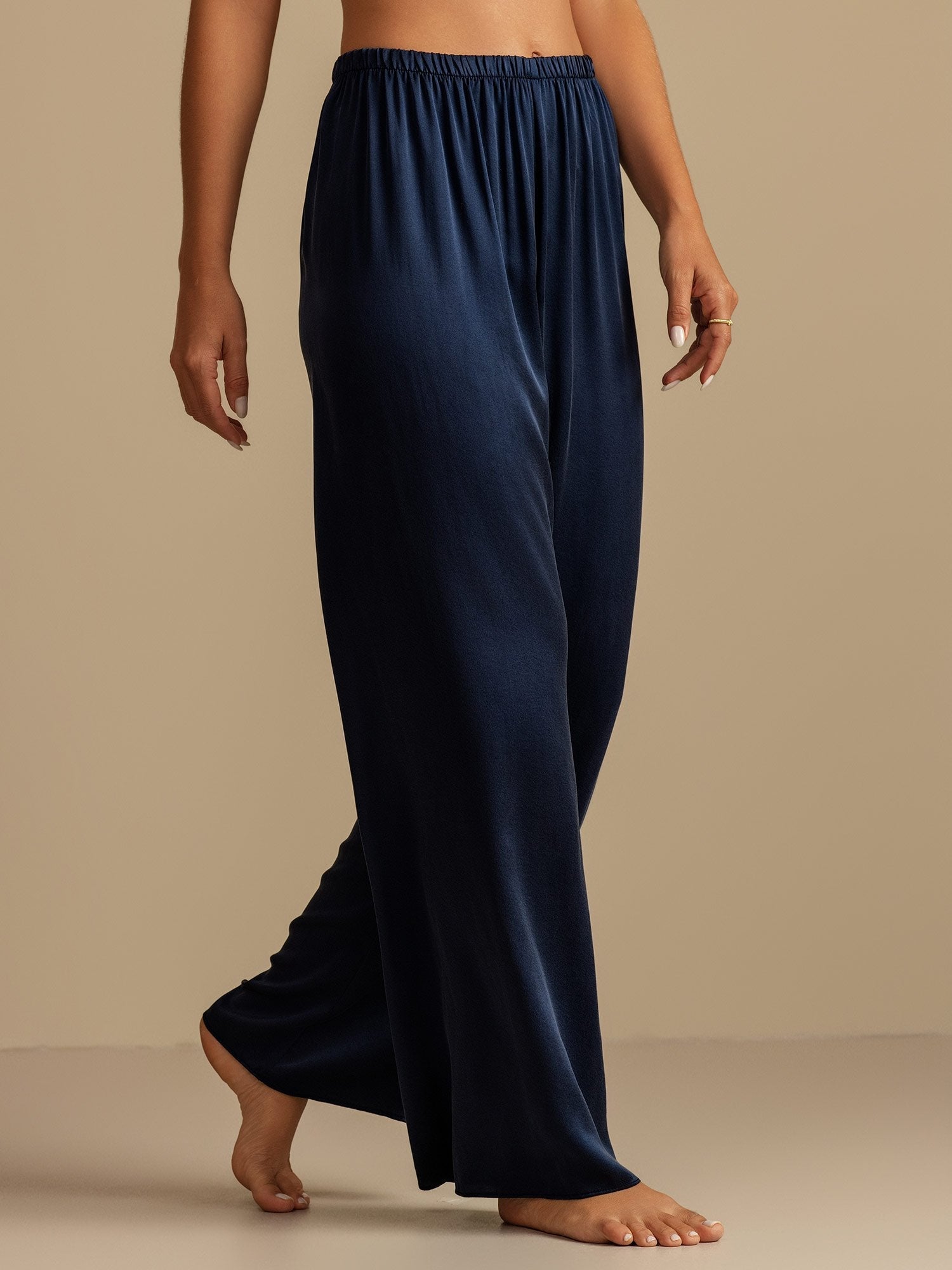 [أزرق غامق] SilkSilky-SA 19Momme الحرير Womens Sleep Bottoms 003,