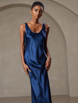 [أزرق غامق] SilkSilky-SA Sleeveless فساتين نسائية 003