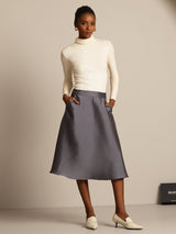 [رمادي] SilkSilky-SA 32Momme الحرير Skirt 005