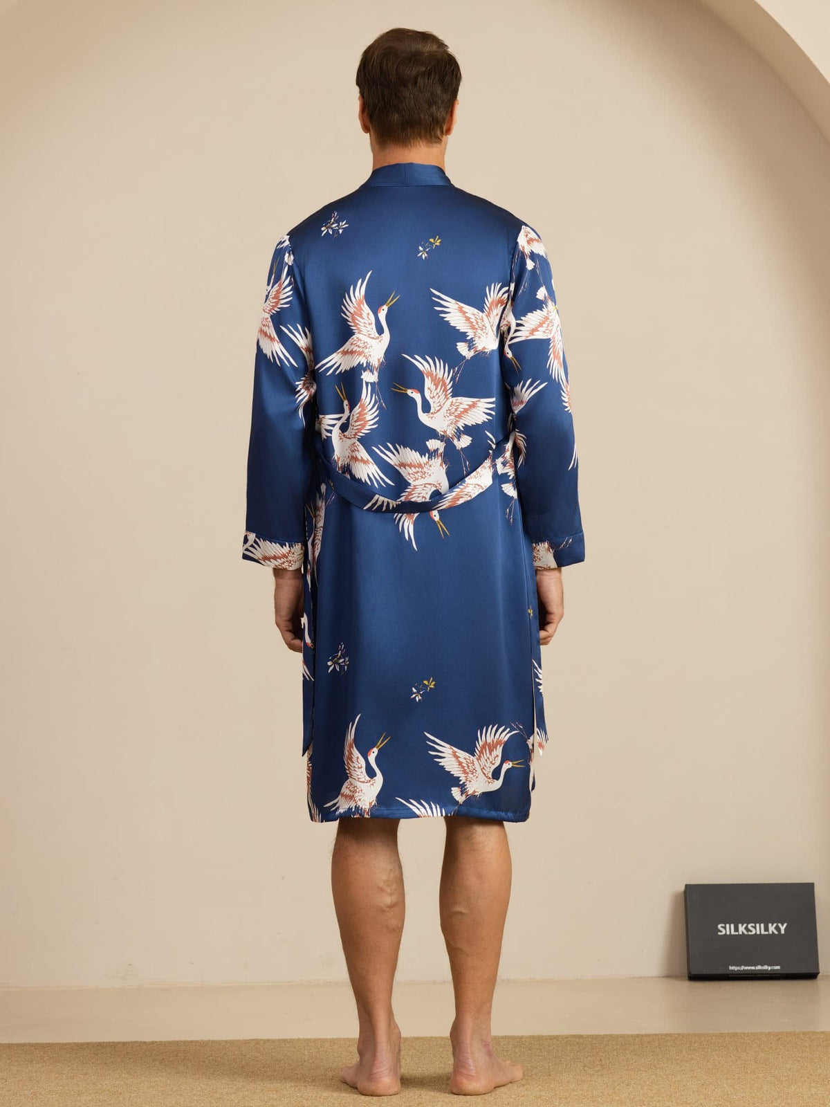 [أزرق غامق] SilkSilky-SA 19Momme Long Sleeve Mens Pajamas 002