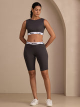 [رمادي] SilkSilky-SA Sleeveless Crew Neck Women's Outfit Sets 003