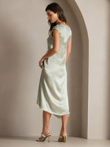 [اخضر فاتح] SilkSilky-SA Cap Sleeve فساتين نسائية 002