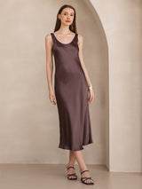 [قهوة] SilkSilky-SA Sleeveless فساتين نسائية 001
