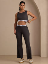 [رمادي] SilkSilky-SA Sleeveless Crew Neck Women's Outfit Sets 006