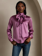 [الأرجواني الداكن] SilkSilky-SA Long Sleeve High Neck بلوزة 001
