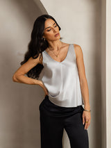 [فضة] SilkSilky-SA Sleeveless V Neck كامي 006