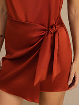 [الكراميل] SilkSilky-SA Sleeveless Cowl Neck فساتين نسائية 005